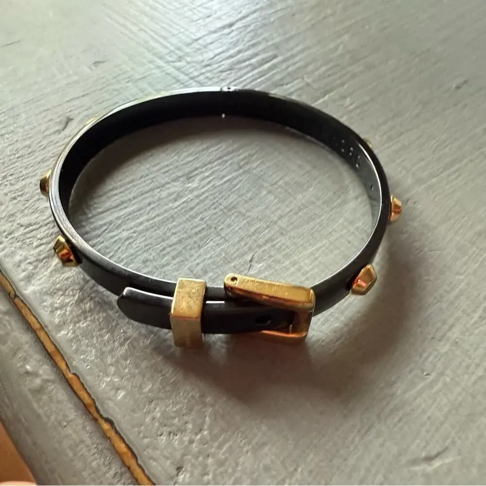 Michael Kors Black Buckle Hinged Bangle Bracelet
